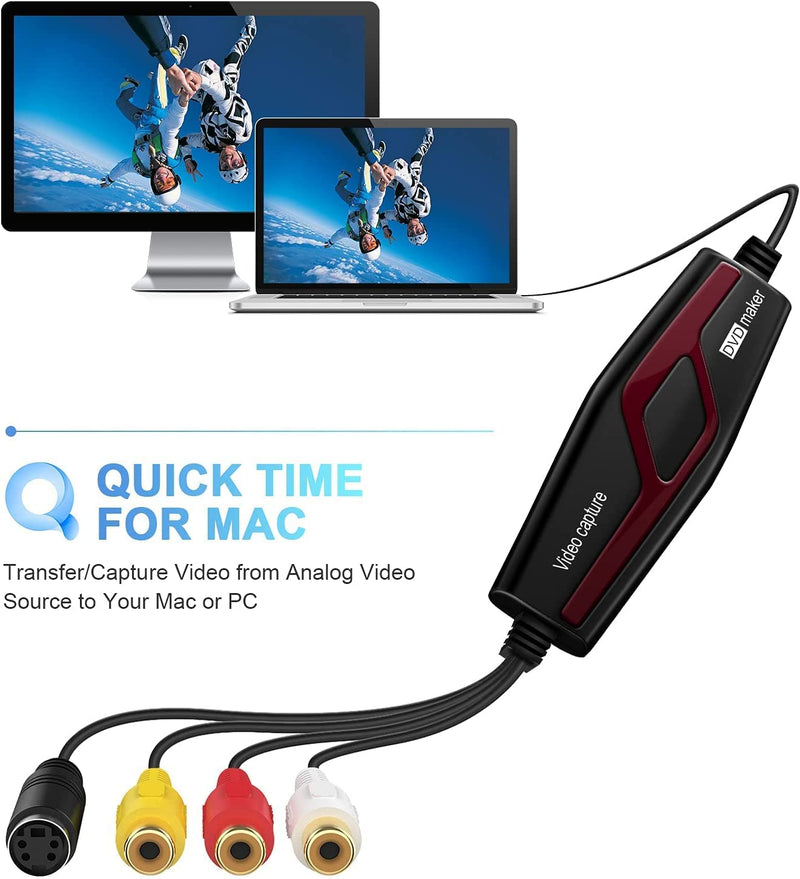 [Australia - AusPower] - VHS to Digital Converter,Video Capture Card Device,VHS VCR Hi8 Mini DV to Mac Digital Converter,RCA to USB Video Converter for PC TV Tape Player Camcorder,MAC Windows Vista Compatible 