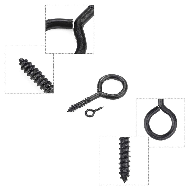 [Australia - AusPower] - 240PCS 12 Sizes Black Zinc Plated Steel Eye Bolts Screw Eyes Assortment Kit 