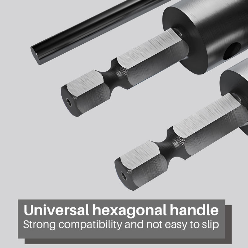 [Australia - AusPower] - Tapered Reamer Set with T Handle, 3-13mm (1/8''-1/2'') & 5-16mm (½"-5/8") 6 Fluted, Carbon Steel Hex Shank for Guitar Woodworking - 2pcs Hexagonal handle 