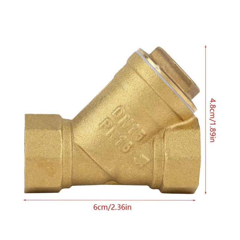 [Australia - AusPower] - Akozon Y Shaped Filter Ball Valve 1/2 Inch BSPP Female Thread Y Shaped Three Way Brass Strainer Filter Valve Connection for Water Oil Separation 