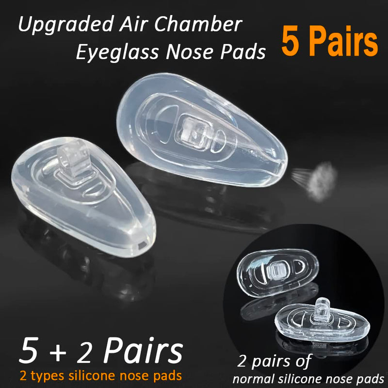 [Australia - AusPower] - PTSLKHN 5 Pairs of Eyeglass Nose Pads, Upgraded 15x8mm Soft Silicone Air Chamber Eyeglasses Nose Pads, Screw-in Glasses Nose Pad Replacement Kit. 5pairs-clear 