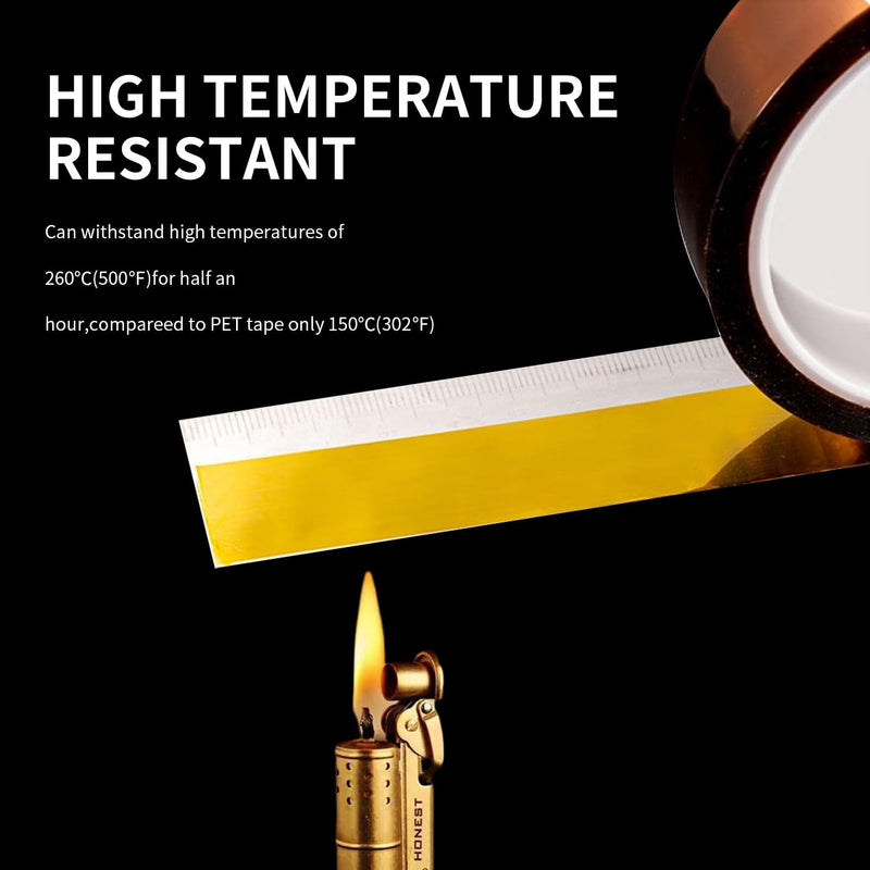 [Australia - AusPower] - Heat Tape for Sublimation,Heat Press,Heat Transfer Polyimide 500? High Temperature Resistant Kapton Thermal Insulation Shield Tape with Silicone Adhesive (10mm 2 Rolls) 10mm 2 Rolls 
