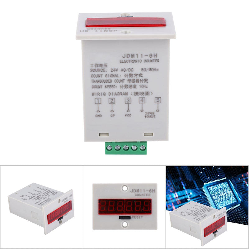 [Australia - AusPower] - JDM11-6H Electronic Counter 6 Digits LED Digital Display Counter Relay Converter Counting Professional Accessories (AC/DC24V) AC/DC24V 