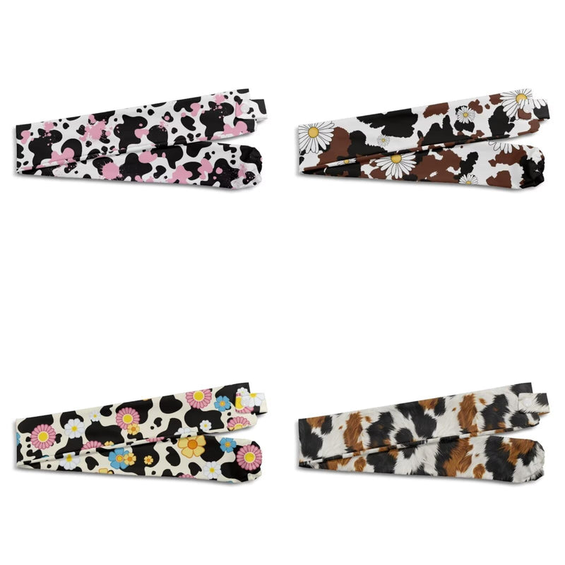 [Australia - AusPower] - LedBack Cow Print Stretchy Stethoscope Covers Four Piece Universal Fit Stethoscope Decorative Sleeve Replaceable Stethoscope Accessories Sleeve for Doctors Nurses 