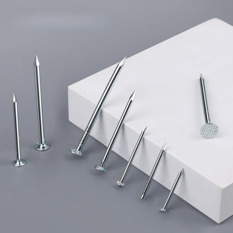 [Australia - AusPower] - 400PCS Nails for Hanging Pictures Hanging Nails for Wall Art Heavy Duty up to 2" Long, 5 Sizes Wall Nails for Hanging Small Nails Wood Nails Finish Nails Flat head Nails with Storage box 