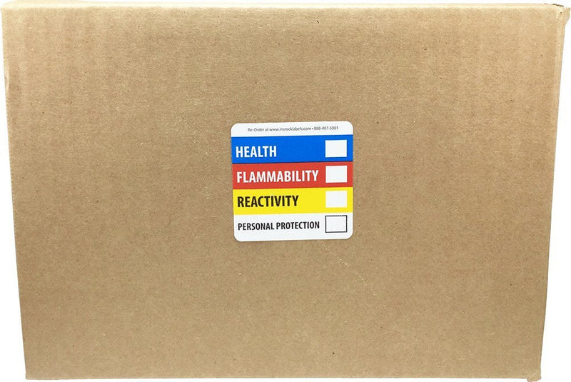 Hazardous Material Identification Label HMIL, 2 x 2 Inch Square Adhesive Stickers, 500 Total Hazard Labels on a Roll for Chemical Safety and Workplace Compliance – Made in the USA