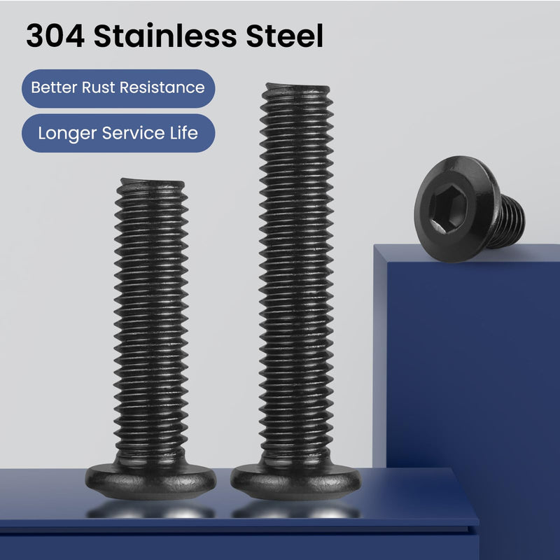 [Australia - AusPower] - M6-1.0 x 35mm Flat Head Hex Socket Cap Screws Bolts 10Pcs, M6 Bolt 304 Stainless Steel Black Zinc Plated, Full Thread, with Hex Spanner M6 x 35mm 10 