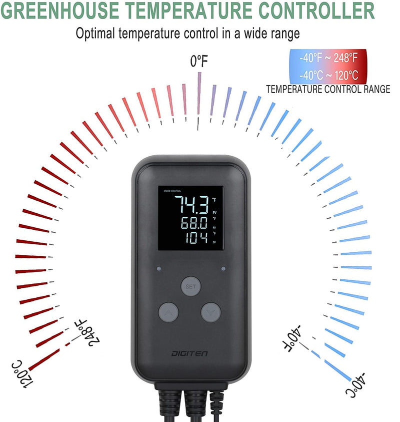 [Australia - AusPower] - Reptile thermostat, Greenhouse Temperature Controller, Digital Waterproof Thermostat for Home Brewing Fermentation Breeding Incubation Greenhouse Terrarium, Heating & Cooling Outlet 110V 15A 1650W 