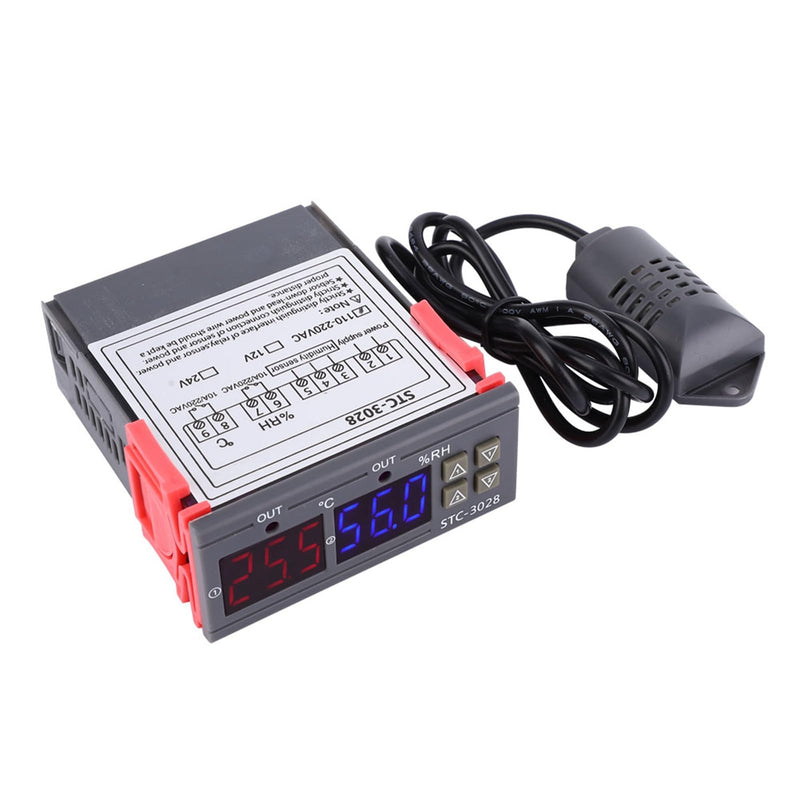 [Australia - AusPower] - STC-3028 Digital Temperature Control, Digital Display Temperature and Humidity Controller with Integrated Sensor, Meter Microcomputer Temperature Control (110-220VAC) 