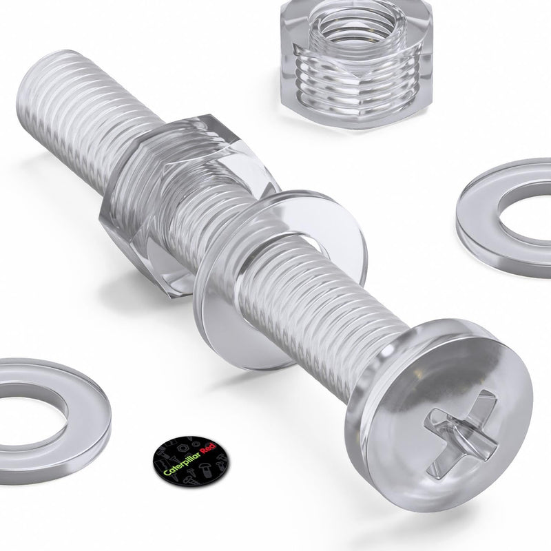 [Australia - AusPower] - 20 x Transparent Clear Plastic Acrylic M8 x 60mm Nuts & Bolts -Acrylic Plastic Screws, (15/64 x 2-23/64 in) 