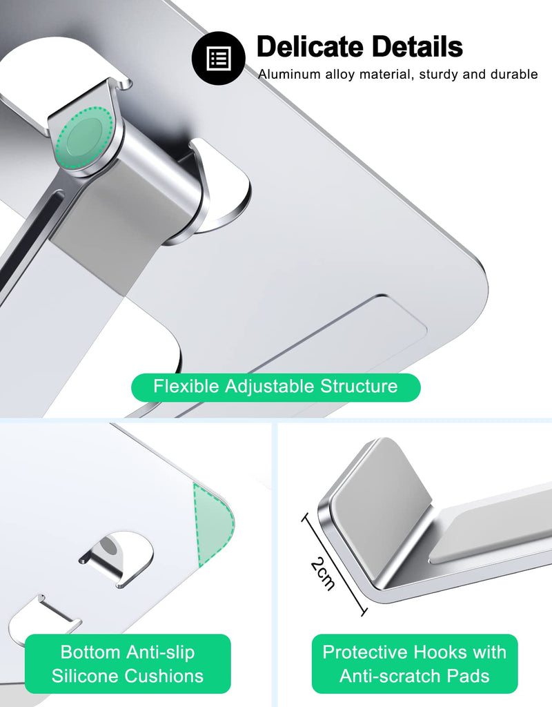 [Australia - AusPower] - Foldable Laptop Stand, Height Adjustable Ergonomic Computer Stand for Desk, Aluminum Portable Laptop Riser Holder Mount Compatible with MacBook Pro Air, All Notebooks 10-16" Silver 