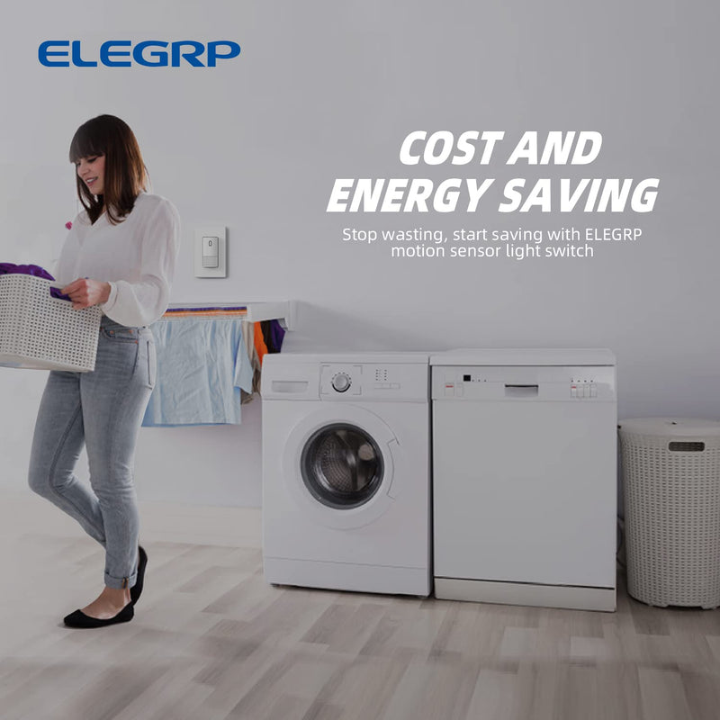 [Australia - AusPower] - ELEGRP Single Pole Occupancy Motion Sensor Light Switch, PIR Infrared Motion Activated Switch, Need Grounding Wire, No Neutral Wire, for CFL/LED/Incandescent, with Plate, UL(2 Pack, Matte White) 2 Pack 