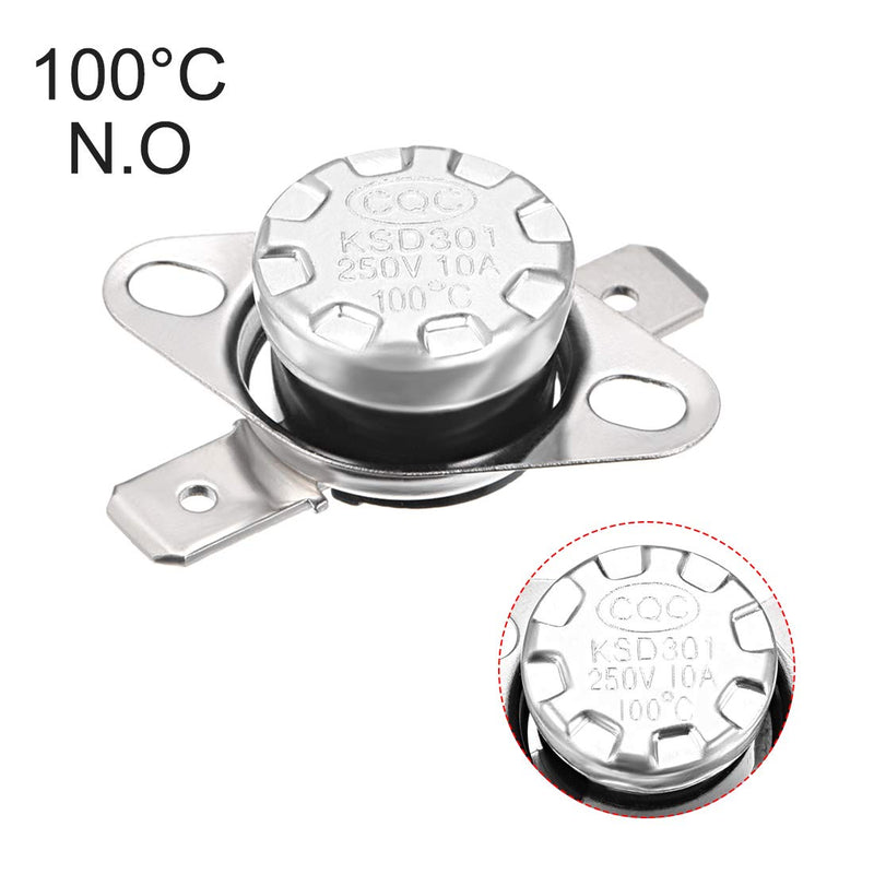 [Australia - AusPower] - uxcell KSD301 Thermostat 100°C/212°F 10A Normally Open N.O Adjust Snap Disc Temperature Switch 2pcs,Bakelite Material 2 100 Degree 