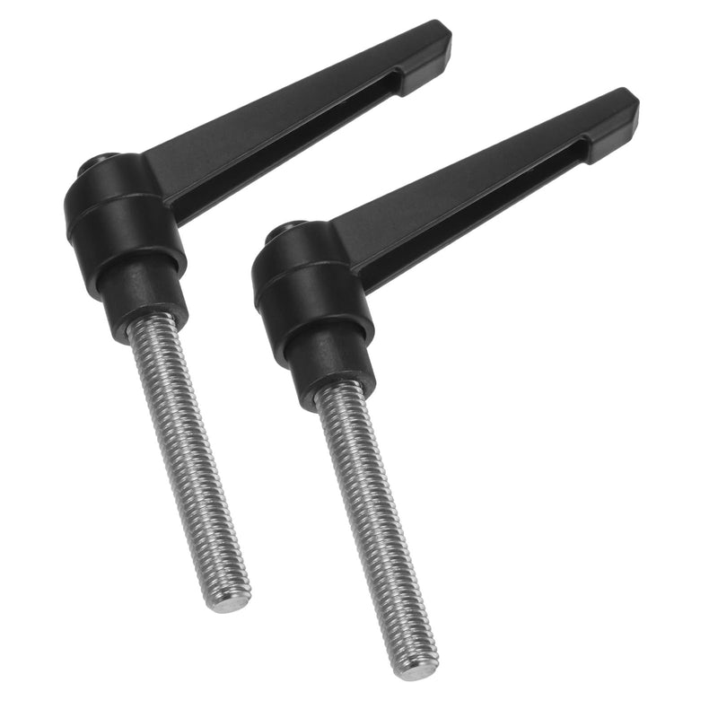 [Australia - AusPower] - uxcell 2pcs Clamping Lever Handles, M8 x 50mm 304 Stainless Steel Threaded Male Stud, Adjustable Handles Locking Quick Release Ratchet Push Button Bolt Knobs, Black 