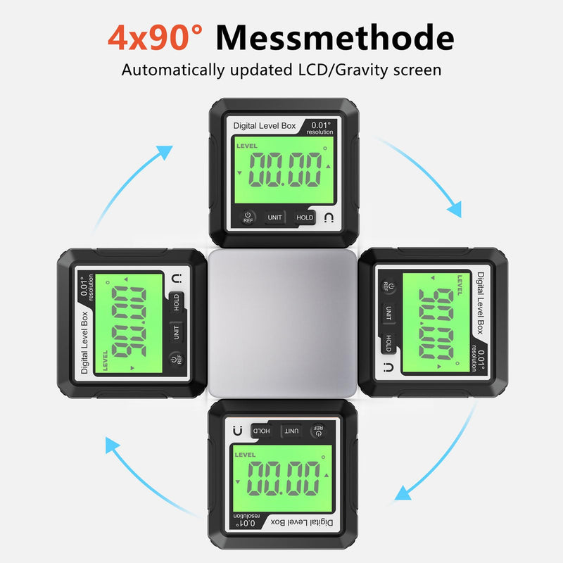 [Australia - AusPower] - Candeon Digital LCD Protractor, Inclinometer, Bevel Box with Magnetic Base, Digital Spirit Level, Inclinometer, Angle Finder, Level Box for Woodworking, Construction, Decoration 