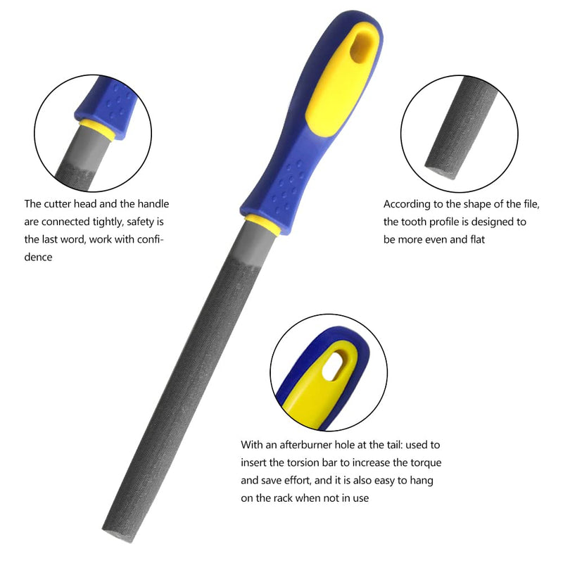 [Australia - AusPower] - KALIM 6 Inch Half-Round Hand File with High Carbon Hardened Steel, Ergonomic Grip, Plastic Non-Slip Handle, Suitable for Wood, Plastic, Metal, Model, 3D-Print, etc. 6'' Half-round 