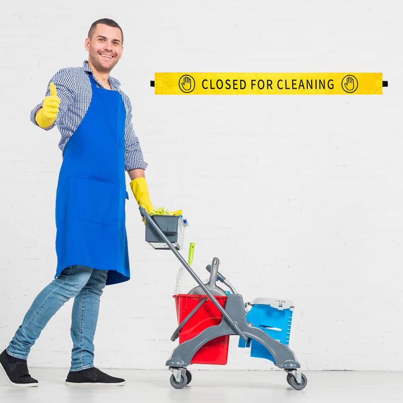 4 Pcs Restroom Closed for Cleaning Sign with Magnetic Ends Magnetic Bathroom Cleaning Sign Cleaning Banner for Door Cleaning In Progress Sign 42×3.5 In