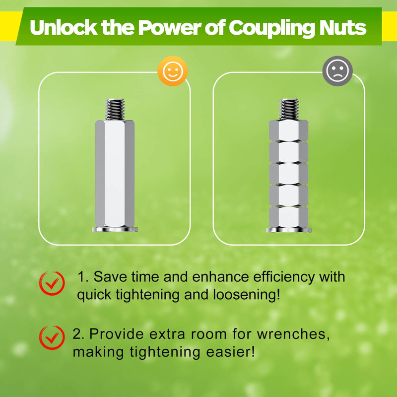 [Australia - AusPower] - Hex Coupling Nuts, Rod Coupling Nuts 3/8"-16 UNC, 1-3/4" Length (10 PCS), Ideal for Threaded Rods & Studs, 1.75-Inch Length with Zinc Plating (10 PCS) 10 
