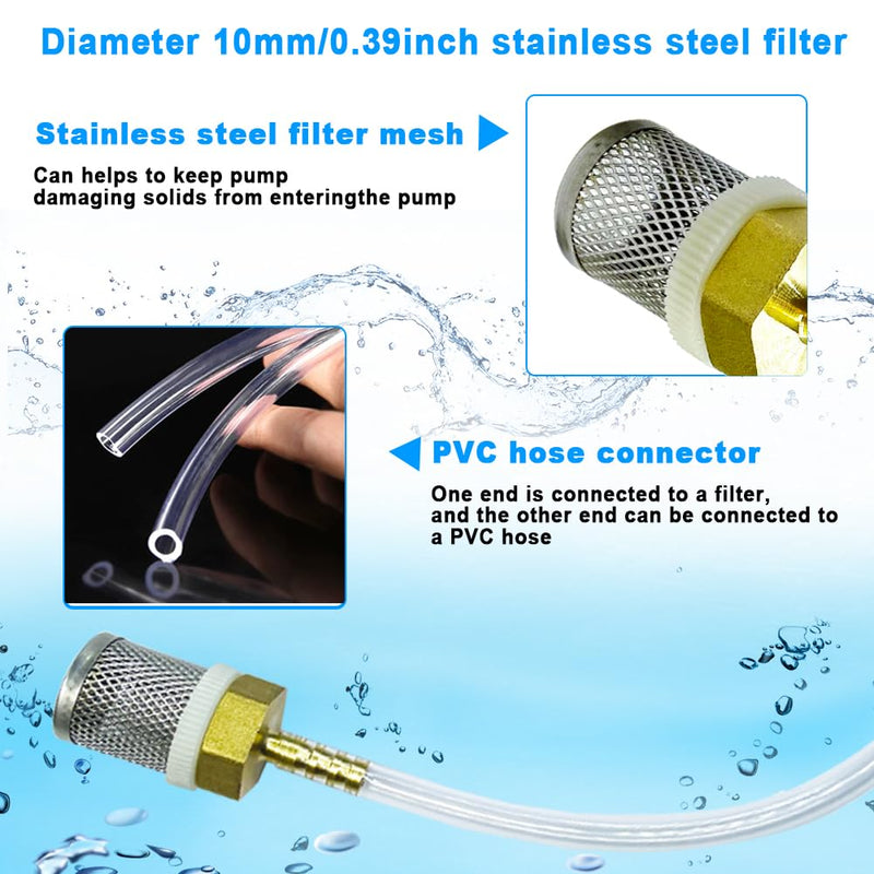 [Australia - AusPower] - Stainless Steel Filter Copper Tube Joint 10mm Diameter Hose Connection, Garden, Swimming Pool, Fish Tank Hose Filter, Suction Strainers Used to Remove Debris and Reduce Solid Entry(10mm) Diameter 10MM 