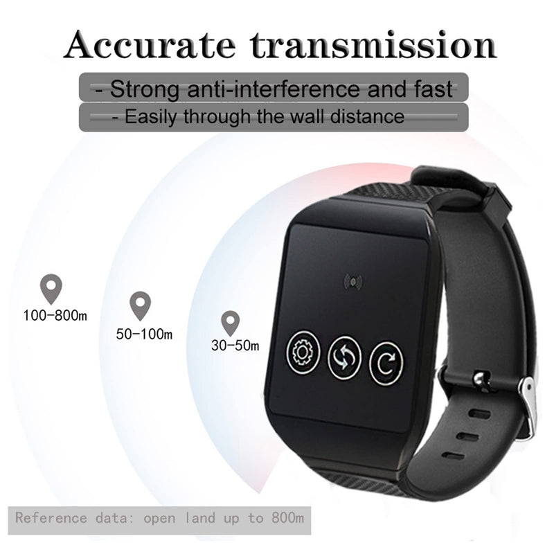 Restaurant Pager System, Wrist Pager with 4 Channels, IPX7 Waterproof, Rechargeable Battery, 433.92MHz Frequency, Multipurpose Alert Device