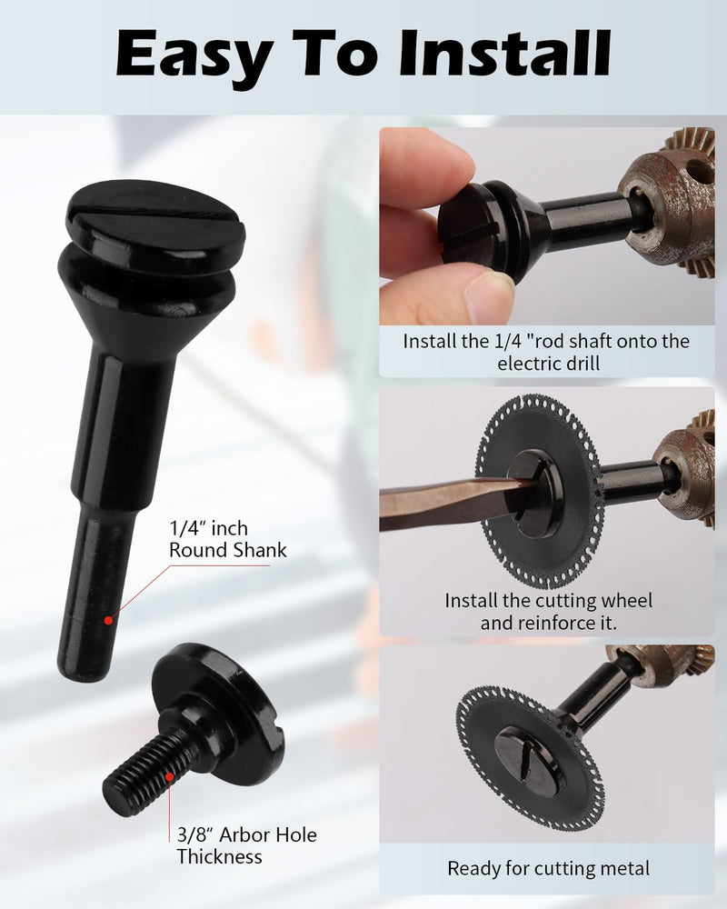 [Australia - AusPower] - Mounting Mandrel 3/8" & 1/4" Arbor Hole, 4 Pack Cut-Off Wheel for Die Grinder Accessories Drill Bits Tool 