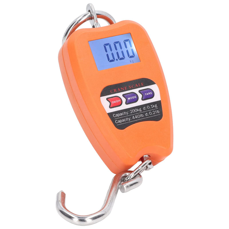 [Australia - AusPower] - Electronic Hook Scales with 200 kg Capacity, Portable Hanging Scale with LCD Screen, Stainless Steel Material for Hunting, Fishing, Workshop, Family 