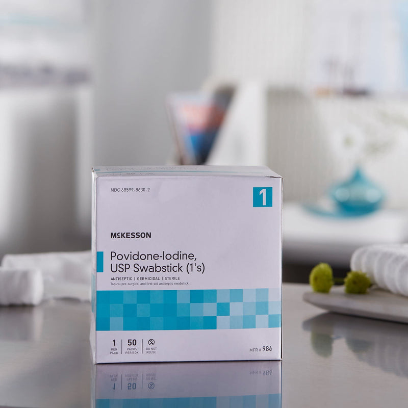 [Australia - AusPower] - McKesson Povidone-Iodine Impregnated Swab Stick, Sterile - 4 in, 50 Sticks, 1 Pack 50 Count 