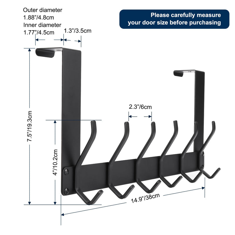 Over The Door Hook, Heavy Duty Over Door Hanger Holder for Coat Robe Hat Clothe Towels Hanging, Bathroom Organizer Towel Rack