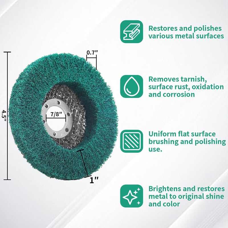 5 Pieces 4.5" x 7/8" Nylon Fiber Slat Disc 180 Grit Sanding Discs for Removing Rust and Cleaning | 5 Stück Schleifscheibe Nylonfaser zum Abrosten Polieren und Entfernen von Rost auf Metallen