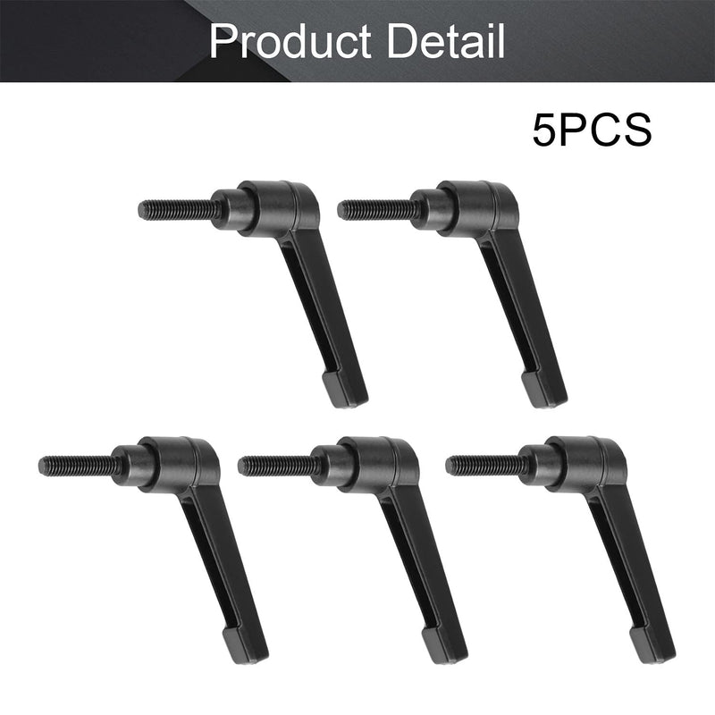 [Australia - AusPower] - MroMax 5Pcs M5 x20mm Clamping Lever Handle Aluminum Alloy Male Thread Adjustable Handle Lathe Machine Knob for Machinery, Woodworking and Industry Equipment Black M5x20mm 