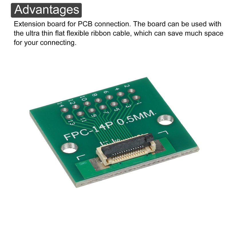 QUARKZMAN FPC FFC PCB Board 14P 0.5 mm on Base Side Back 1.0 mm to DIP 2.54 mm for LCD 3D Printer Camera DVD TV Laptop Pack of 4 14 pin