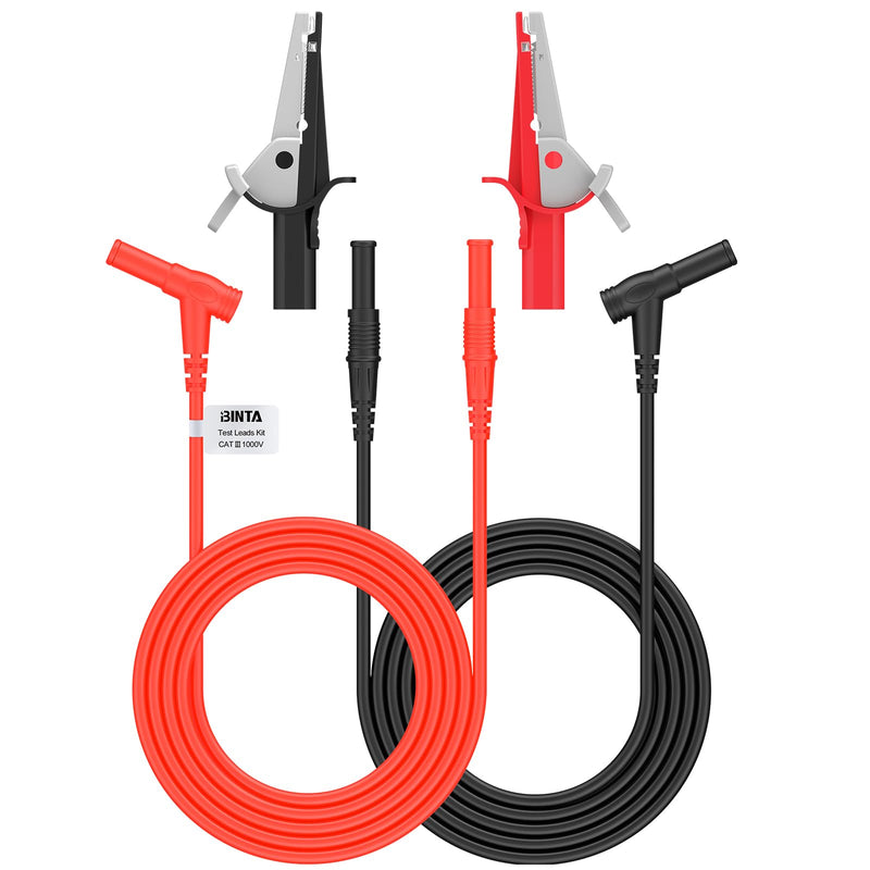 [Australia - AusPower] - BINTA 2PCS Heavy Duty Alligator Clips Test Leads, Multimeter Alligator Clips Leads with Angle 4mm Banana Plug for Home DIY Automotive Industrial Electrical Testing, 3.3 Feet 
