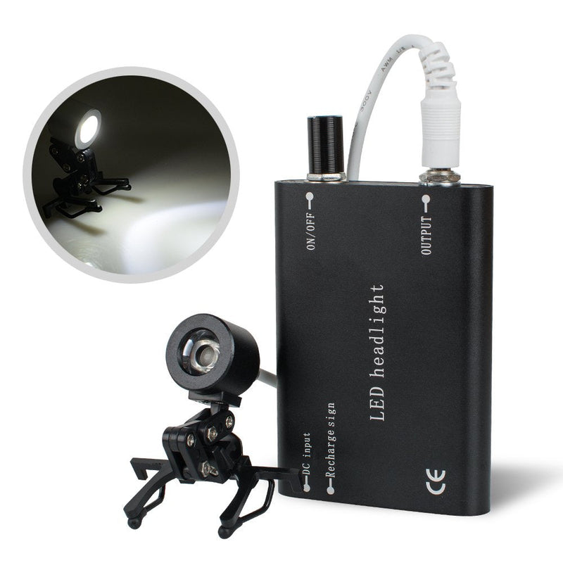 [Australia - AusPower] - Fencia LED Dental Headlight, Portable Surgical Medical Head Light Lamp, Rechargeable High Brightness LED Headlamp with Universal Clips on Loupes/Glasses - US Shipping 