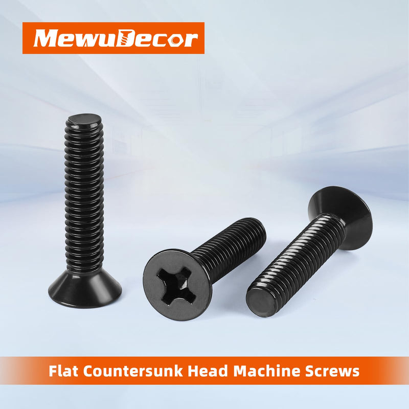 [Australia - AusPower] - #6-32 x 1/2" Flat Countersunk Head Machine Screws, Full Thread, 304 Stainless Steel 18-8, Black Finish, 100 PCS 6-32 x 1/2" 