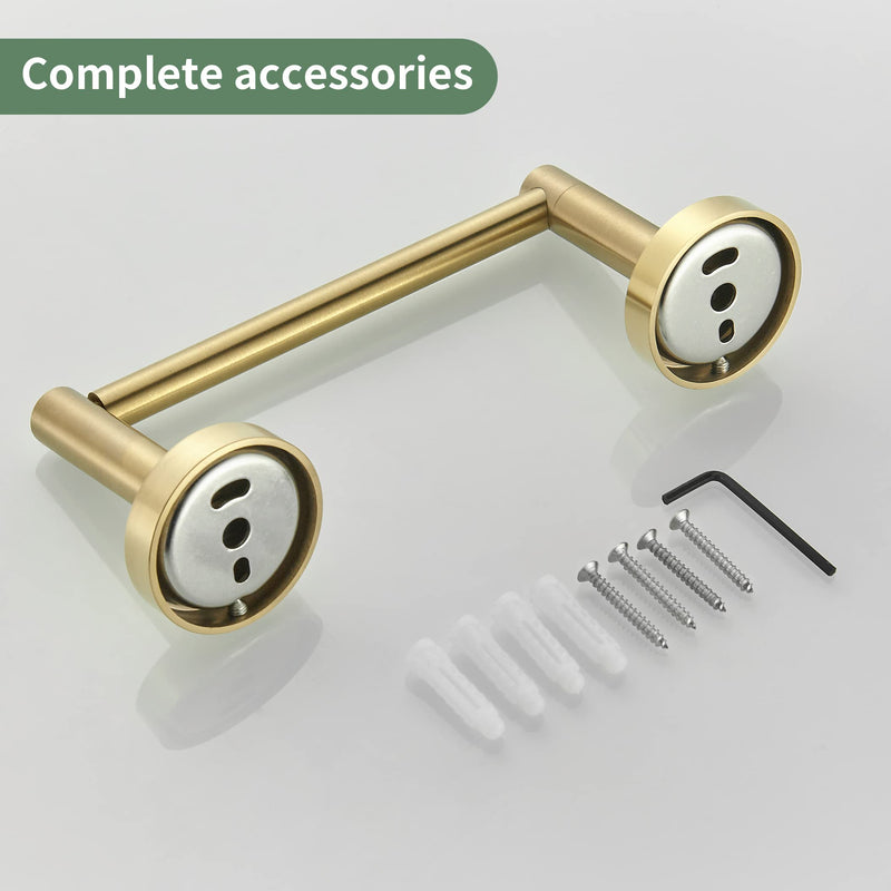 Gold Bathroom Hardware Set, Brushed Gold Toilet Paper Holder Towel Ring Robe Hooks Wall Mount Hand Towel Holder Bath Accessories Stainless Steel, 3 Pieces Brushed Gold 3 Pieces