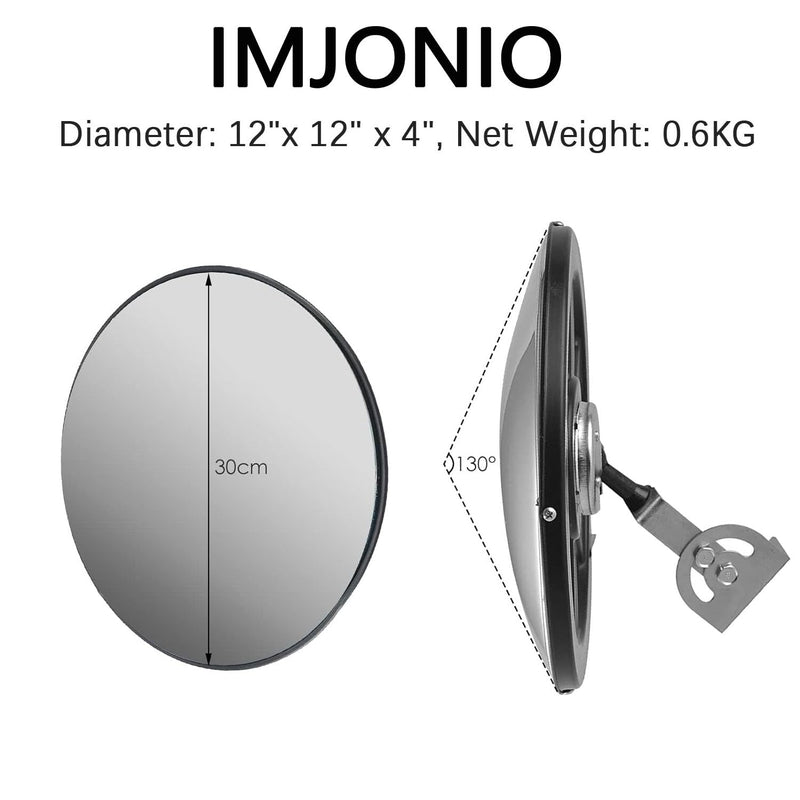[Australia - AusPower] - 12" Acrylic Convex Mirror – Adjustable Wide Angle View Traffic Mirror for Enhanced Security Coverage in Rooms, Offices, Warehouses, Parking Lots, and Addressing Corner Blind Spot Areas 