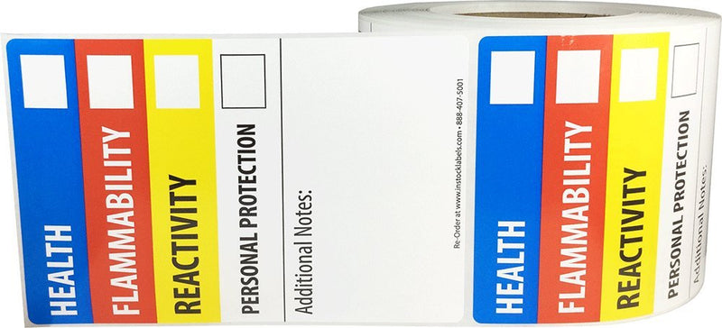 Hazardous Material Identification Labels HMIL, 4 x 6 Inch Rectangular Adhesive Stickers, 500 Total Hazard Labels on a Roll for Chemical Safety and Workplace Compliance – Made in the USA