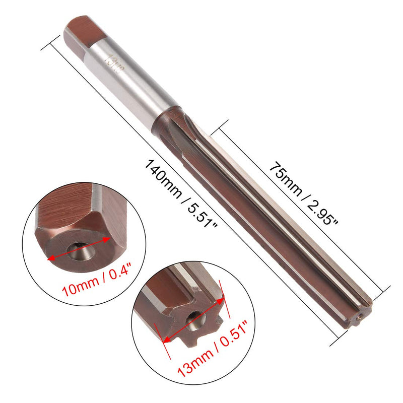 [Australia - AusPower] - uxcell Hand Reamer 13mm Alloy Tool Steel H8 6 Straight Flutes Hand Milling Cutter Tool Metric Reaming Drill Bit for Metal 