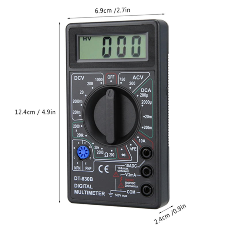 [Australia - AusPower] - Digital Multimeter, Multi Function Meter with Large Screeen Display, Circuit Design, Amp Volt Ohm Tester Voltmeter Ohmmeter Tester for Laboratories Factories (DT-830B Black) DT-830B black 