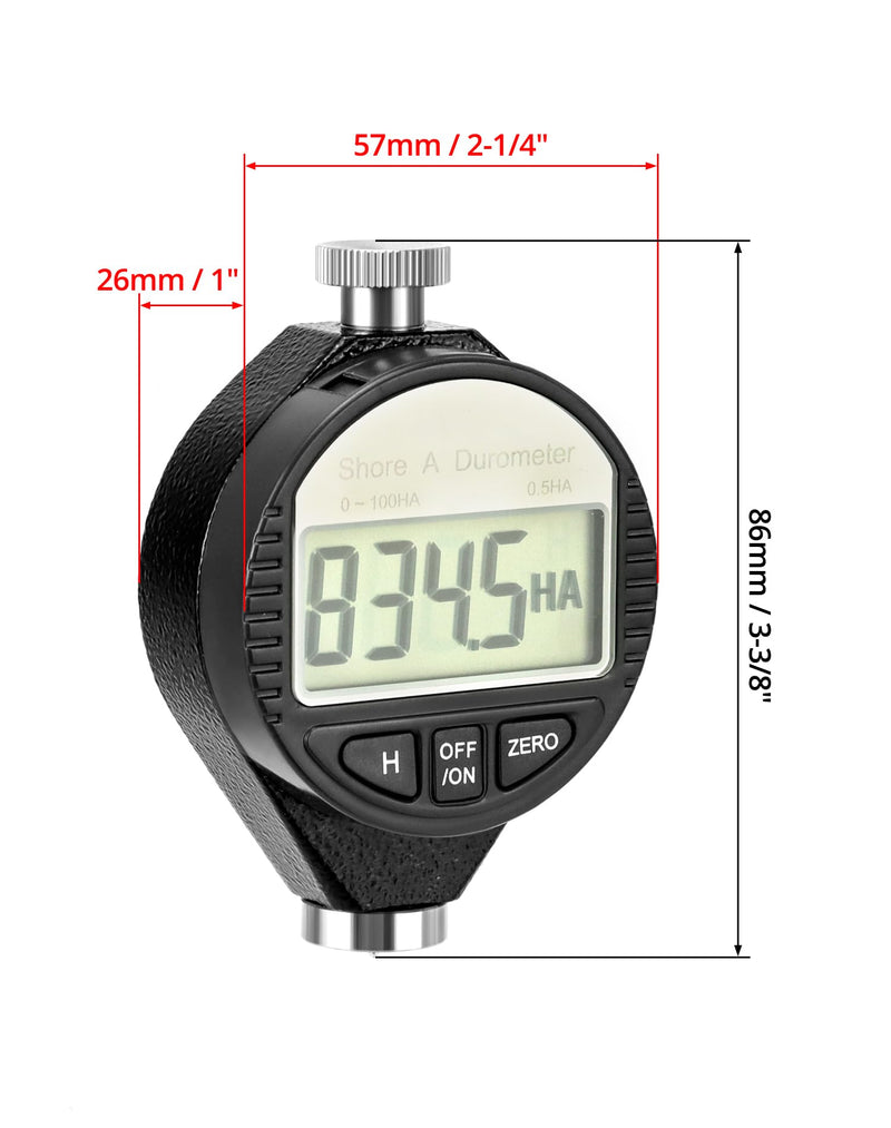 QWORK Shore A Hardness Meter, 0-100HA Digital Durometer Hardness Tester with Large LCD Display for Rubber, Plastics, Flooring, Tire, Bowling Ball