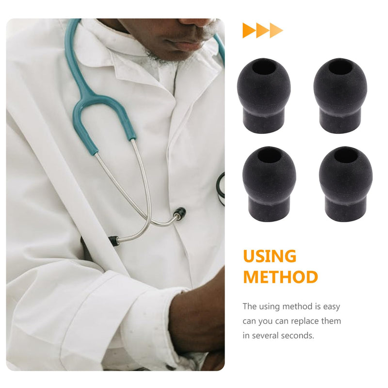[Australia - AusPower] - Mobestech 4pcs Earplugs Ear Tips for Stethoscopes Stethoscope Accessories Stethoscope Replacement Earbud Stethoscope Replacement Ear Tips Stethoscope Ear Tips Replacement Ear Beans Gourd PVC 1.5x1.2cm Black 
