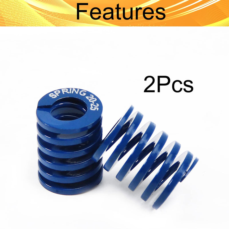 Heyiarbeit 20mm OD 10mm ID 25mm Long Spring Steel Spiral Stamping Light Load Compression Mould Die Spring for 3D Printer Blue 2Pcs TL-20-10-25 2