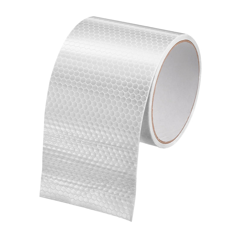 MECCANIXITY Reflective Tape, 3" x 10 Ft Night Safety Caution Warning Tapes Adhesive Tapes Waterproof PVC Marking Stickers for Trailers Motorcycle Steps Floor Boats Floor, White 3 Inch x 10 Ft 1