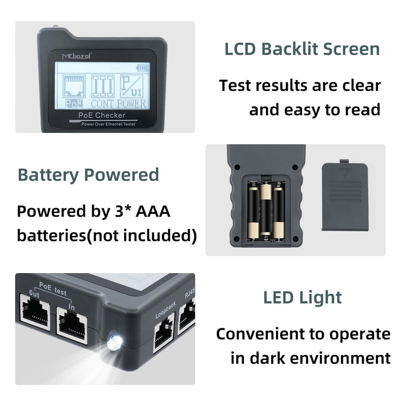 [Australia - AusPower] - Mcbazel Network Cable Tester, Ethernet Cable POE Tester for CAT5e/CAT6/CAT6a,for Tracker Underground Line Finder for Home Repair 