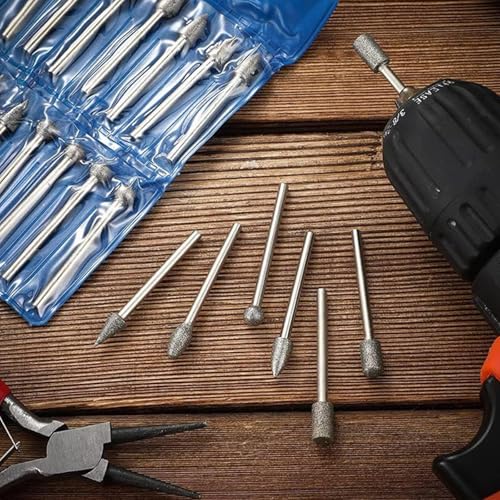 For Dremel Grinding Attachments, 20 Pieces Cutter Attachments with 1/8 Inch Shank Grinding Attachments for Grinding Pens, Diamond Grinding Pins for Stone, Glass, Ceramic, Grinding, Polishing and Engraving