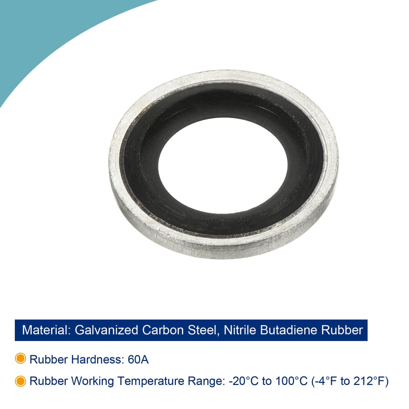 [Australia - AusPower] - MECCANIXITY Bonded Sealing Washers M12 17.8x12.7x2mm Carbon Steel Nitrile Rubber Gasket, Pack of 12 