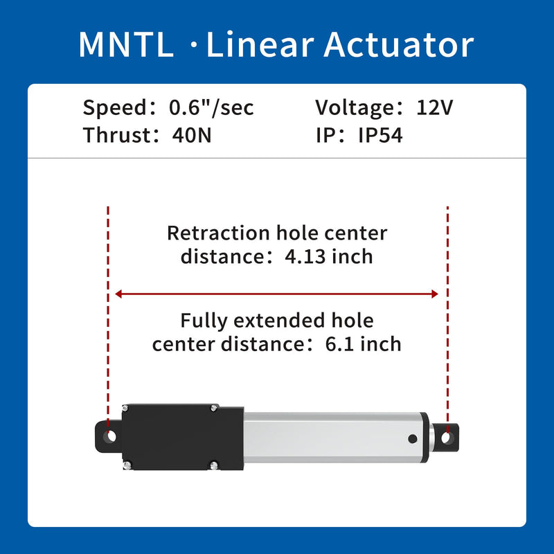 [Australia - AusPower] - Stroke 50mm 1.96"40N 8.81 lbs IP54 High-Speed 0.6"/sec Linear Actuator 12v Linear Motion actuators 1.96inch 8.81 lbs 0.6"/sec 
