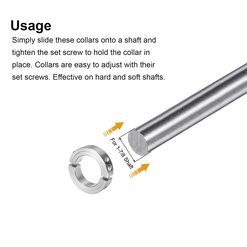 [Australia - AusPower] - uxcell Double Split Clamp-On Shaft Collar for 1-7/8" Shaft, Two-Piece Clamping Collar, 2-7/8" OD, 11/16" Thick, 304 Stainless Steel Axle Collar Clamp, Set Screw Style 