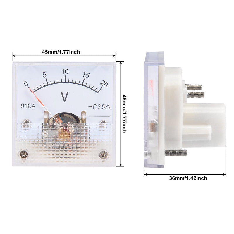 [Australia - AusPower] - uxcell DC 0-20V Analog Panel Voltage Gauge Volt Meter 91C4 2.5% Error Margin 