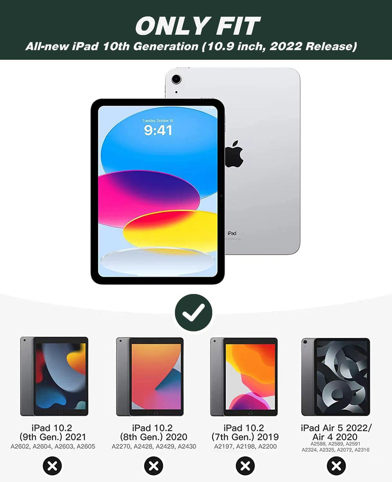 [Australia - AusPower] - ZryXal New iPad 10th Generation Case 10.9 Inch 2022 with Pencil Holder, Smart iPad Case with Soft TPU Back [Support Auto Wake/Sleep] (New Midnight Green) New Midnight Green 